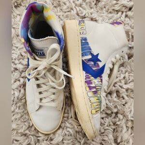 Converse White High-Top Sneakers with Blue Star 7